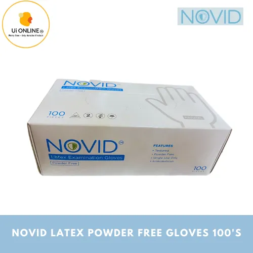 NOVID LATEX POWDER FREE EXAMINATION GLOVES 100'S