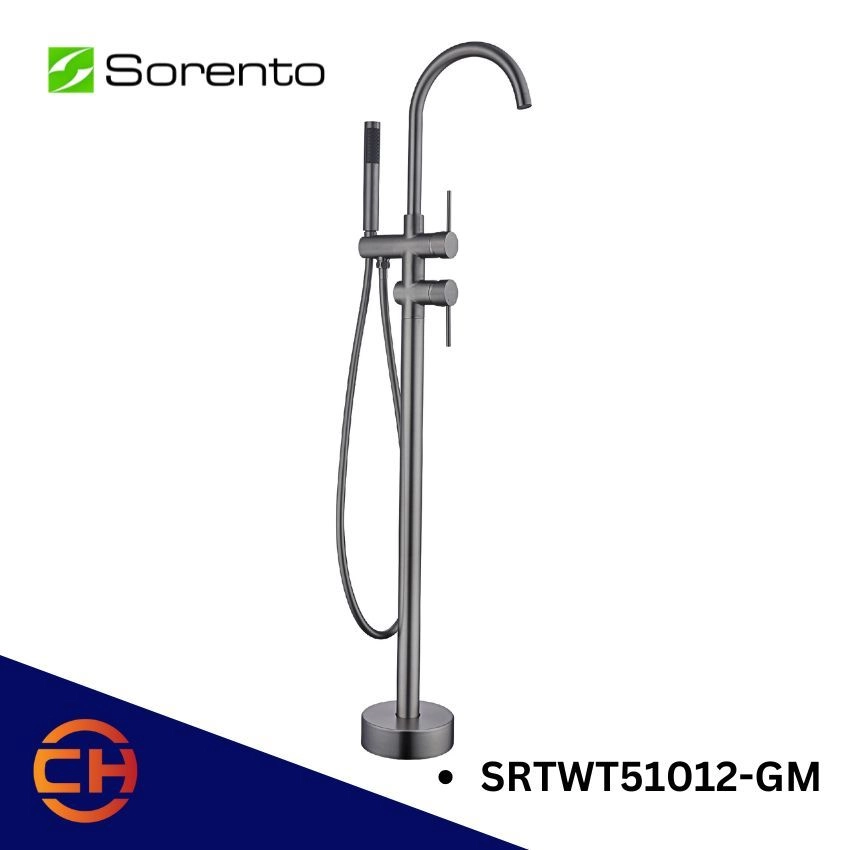 SORENTO BATHROOM  SRTWT51012 / SRTWT51012-BL / SRTWT51012-GY / SRTWT51012-FRG / SRTWT51012-GM BATHTUB FREE STANDING TAP ( Black , Golden Yellow , Full Rose Gold , Gunmetal )