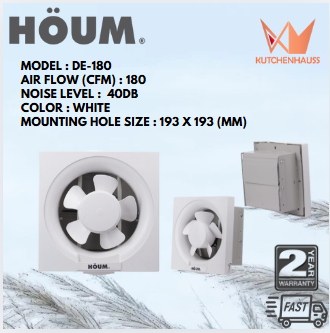 HOUM Dual Airflow Wall Mounted Ventilation Fan DE-180 / KUTCHENHAUSS