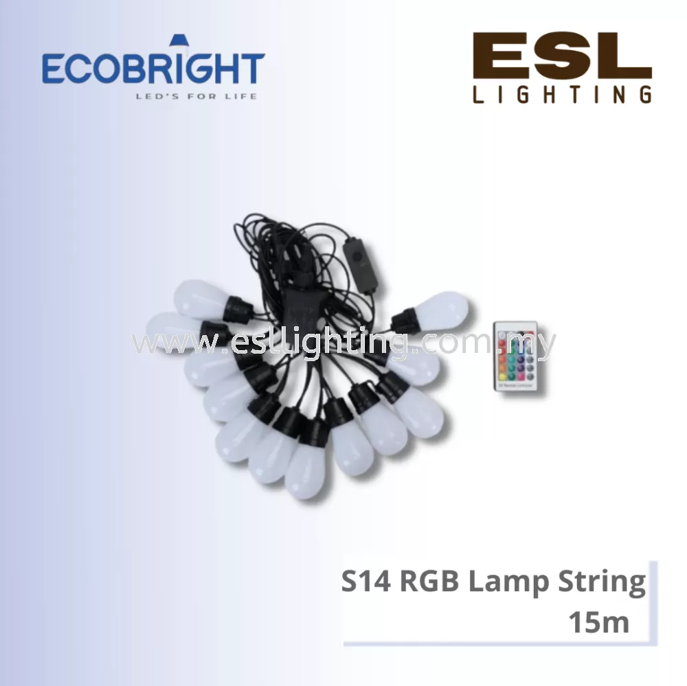 ECOBRIGHT S14 RGB Lamp String 15meter 15W - S14-15RD-RGB IP44