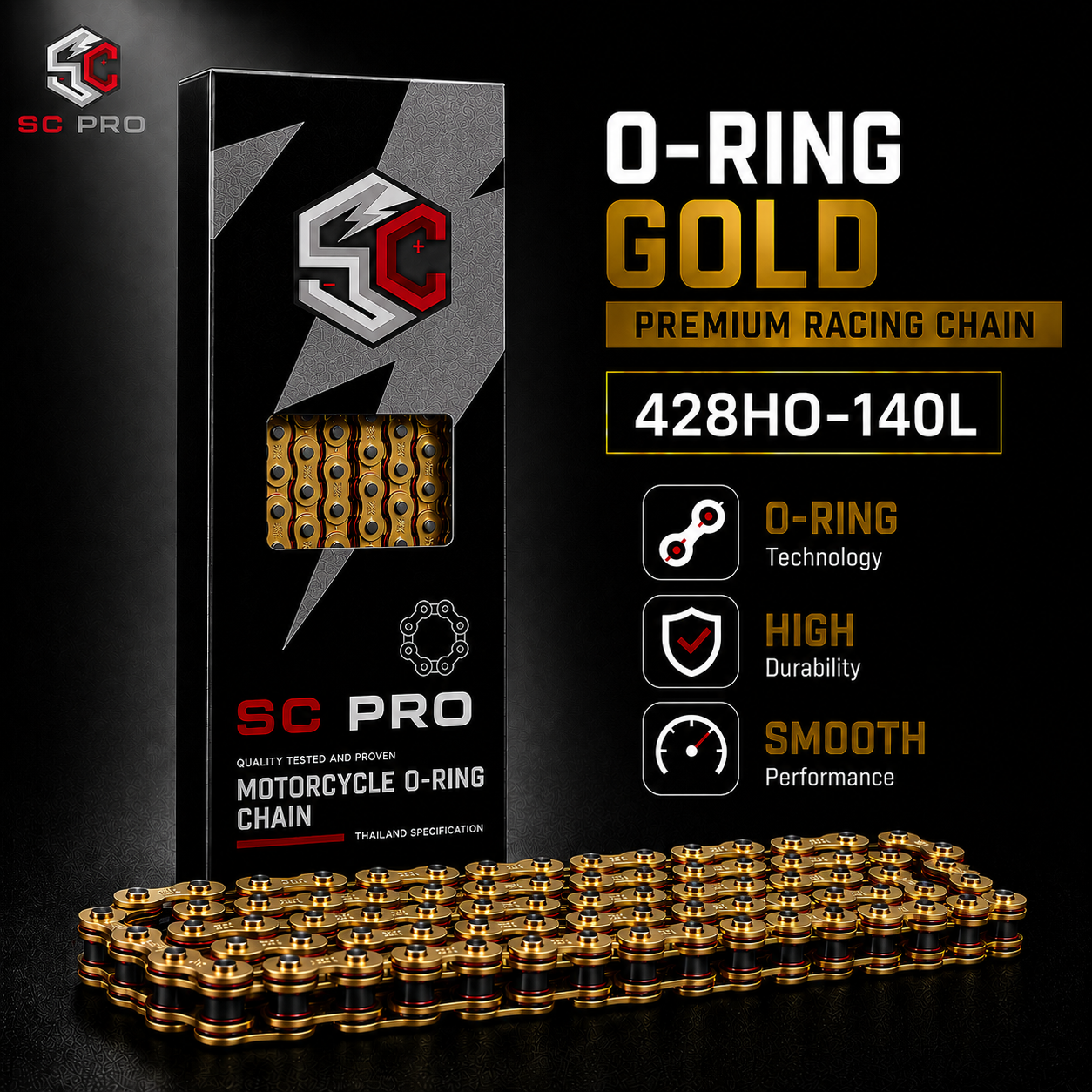 O-RING GOLD CHAIN SC PRO - 428HOx140L