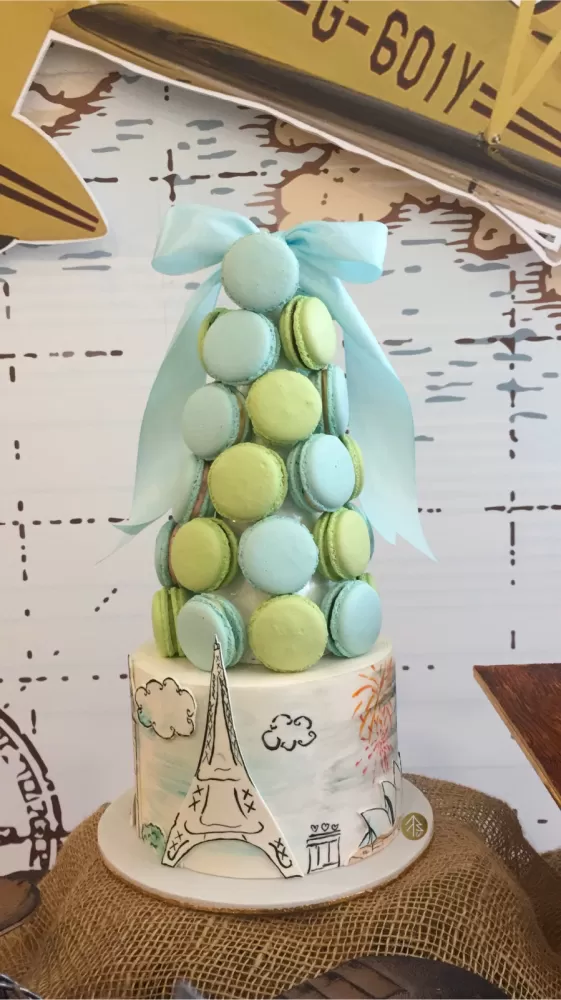 Travel Theme Macaron Tower