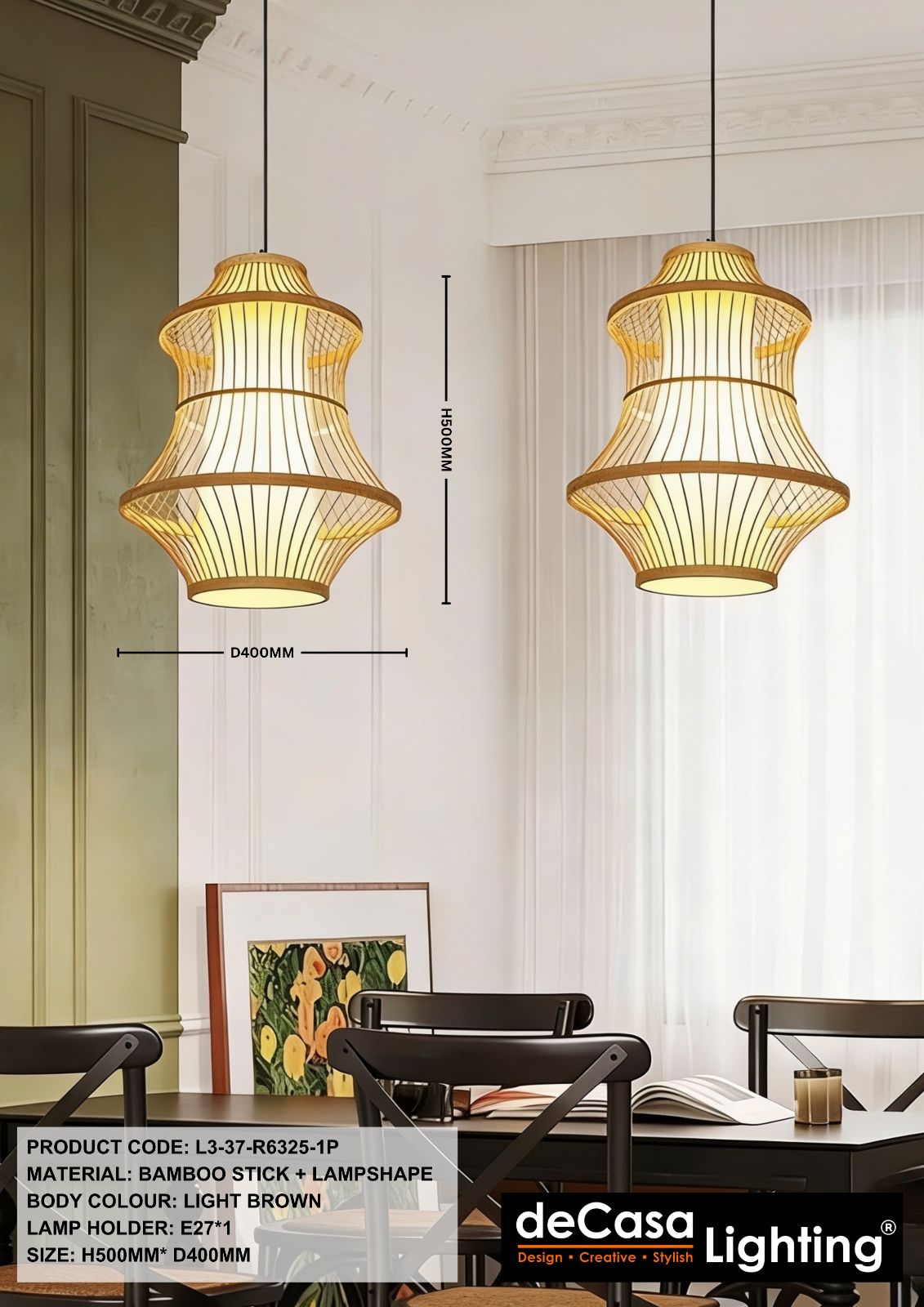 RATTAN PENDANT LIGHT ( L3-37-R6325-1P)