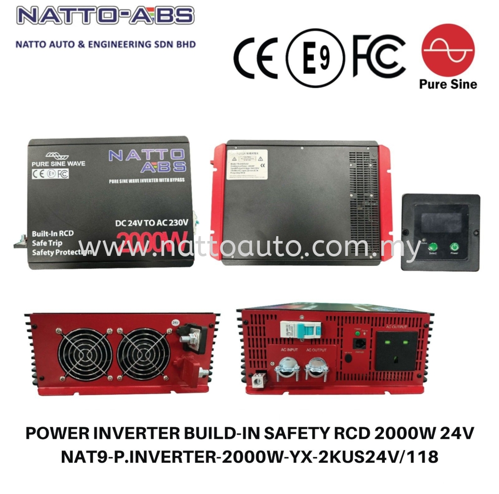 Pure Sine Wave Power Inverter 2000W (24V) Built-in Safety RCD (Residual Current Device)