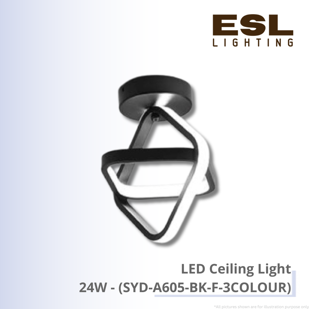 LED Ceiling Light 24W - SYD-A605-BK-F-3COLOUR