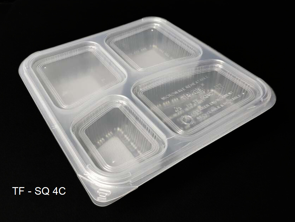 4-Compartment Plastic Container & Lid