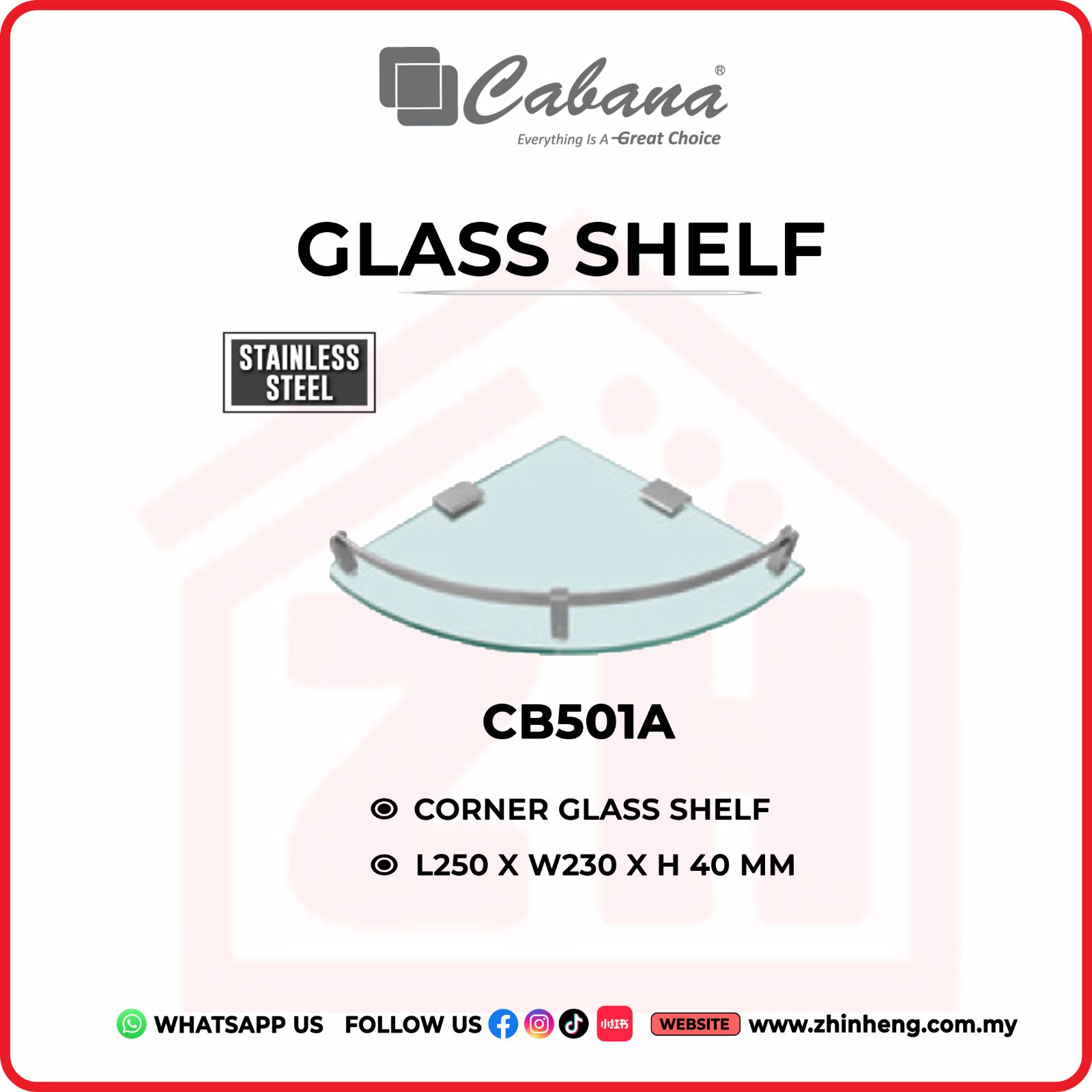 CABANA CB501A CORNER GLASS SHELF