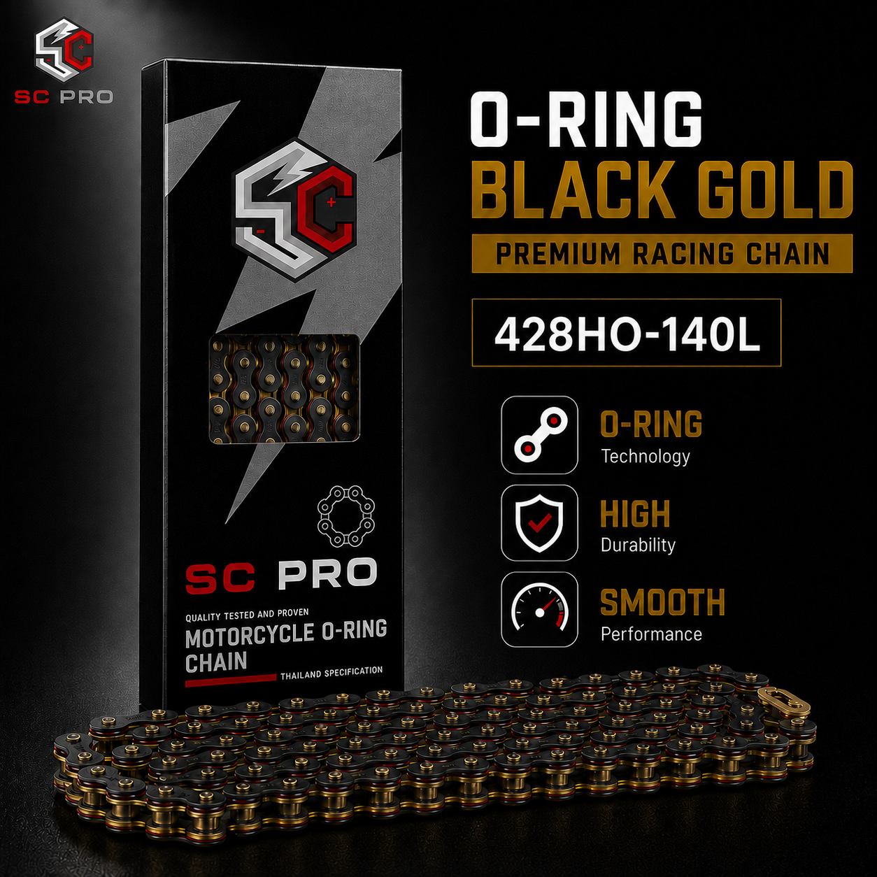 O-RING BLACK GOLD CHAIN SC PRO - 428HOx140L