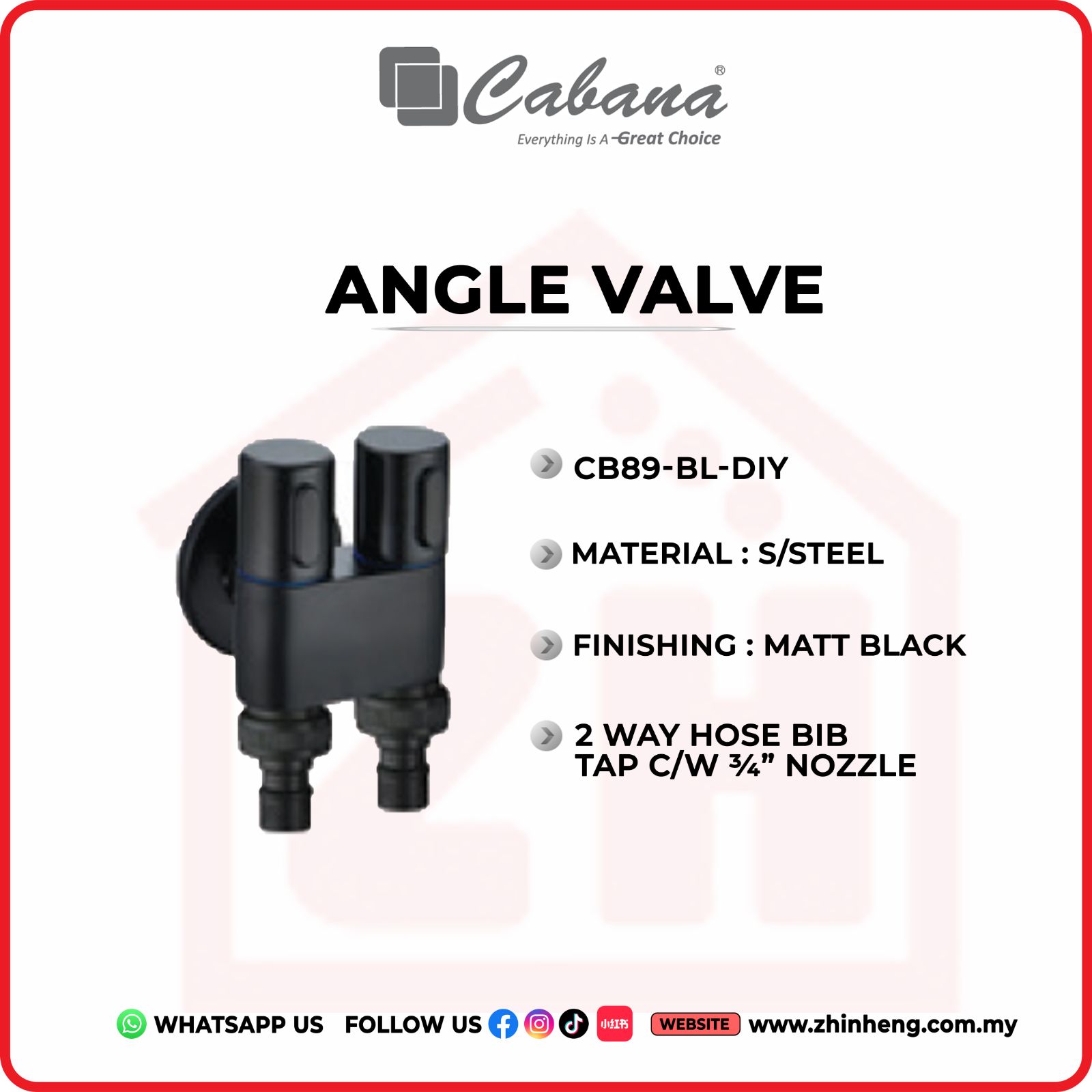 CABANA 2 WAY HOSE BIB TAP  CB89-BL-DIY