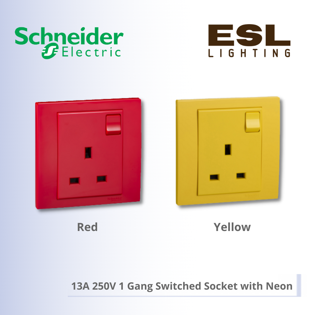 SCHNEIDER Vivace 13A 250V 1 Gang Switched Socket - KB15_RD_G11 KB15_YL_G11