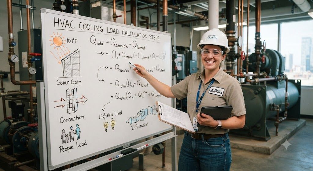 HVAC cooling load calculation steps formula