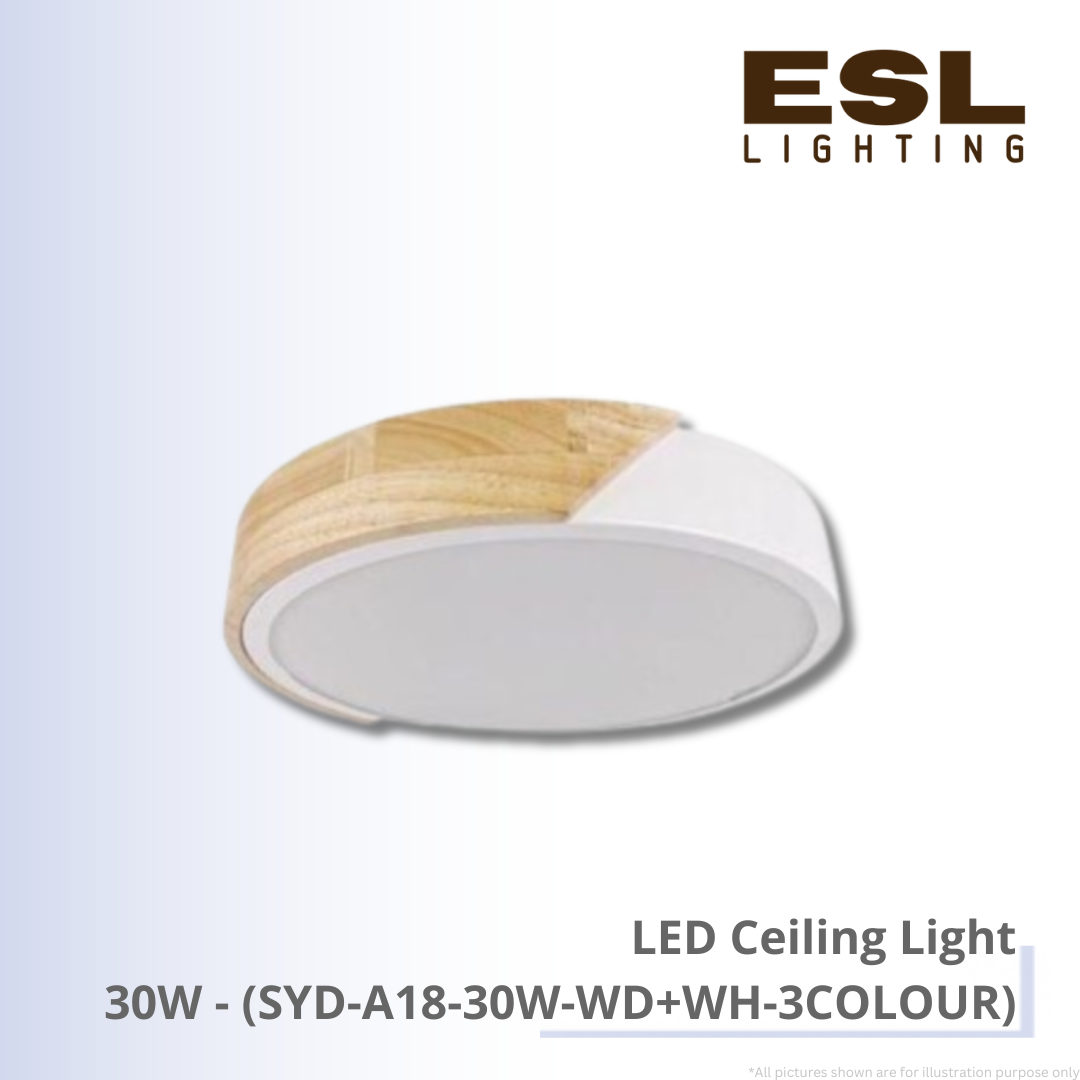 LED Ceiling Light 30W - SYD-A18-30W-WD+WH-3COLOUR