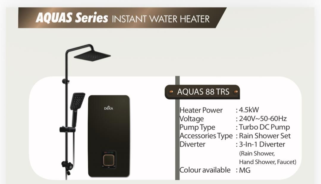 DEKA AQUAS 88TRS WATER HEATER