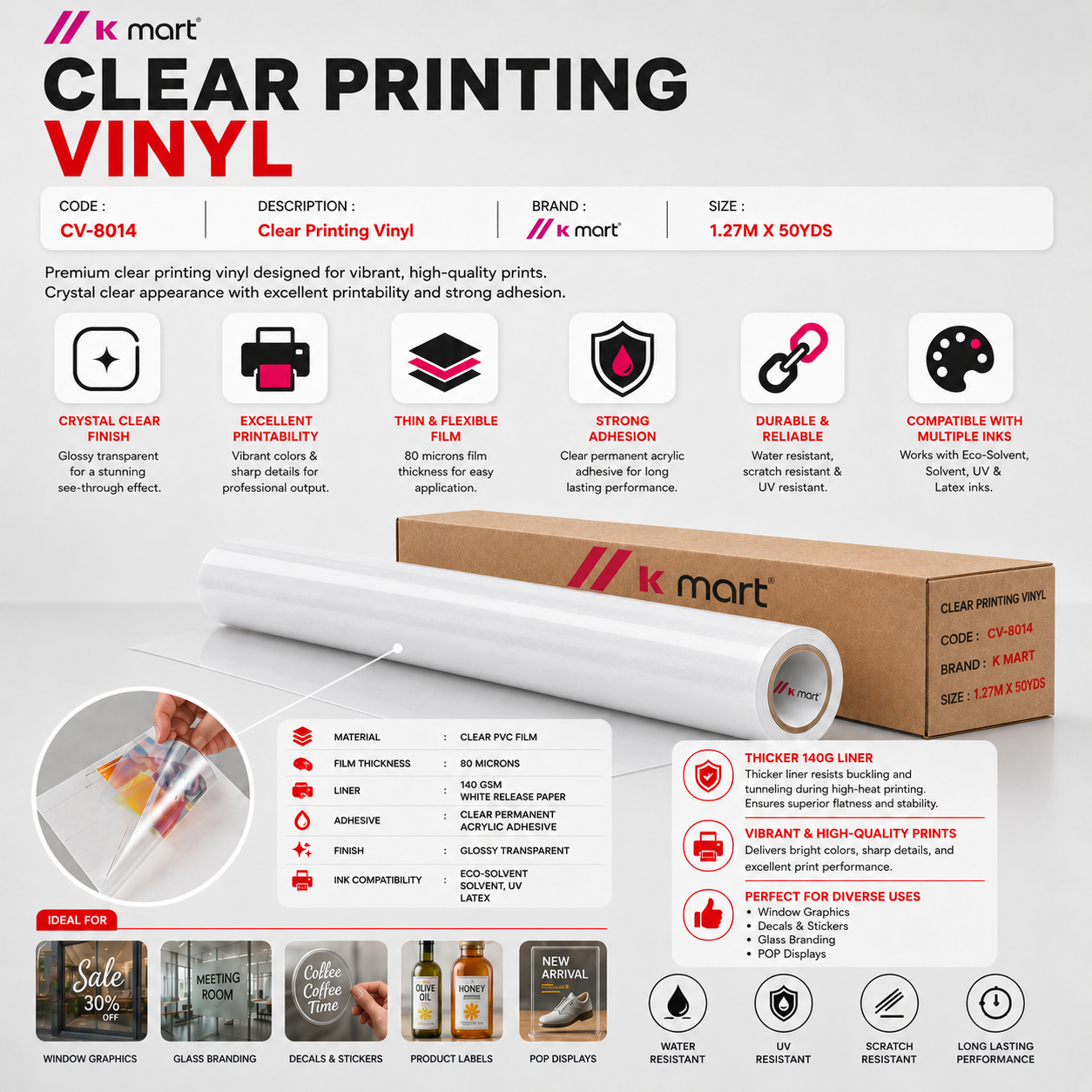 [ CV-8014 ] Clear Printing Vinyl
