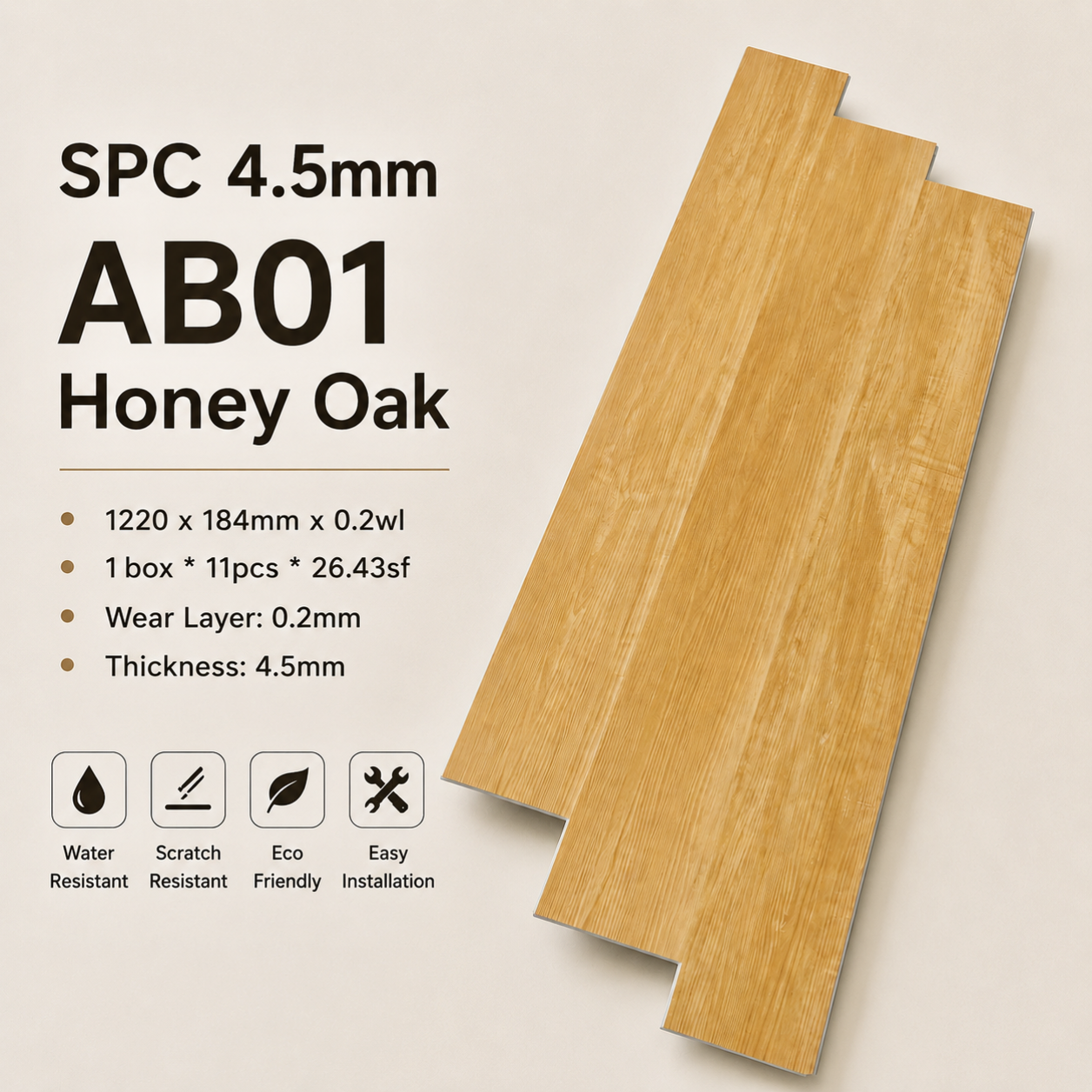 SPC FLOORING 4.5MM CODE AB01