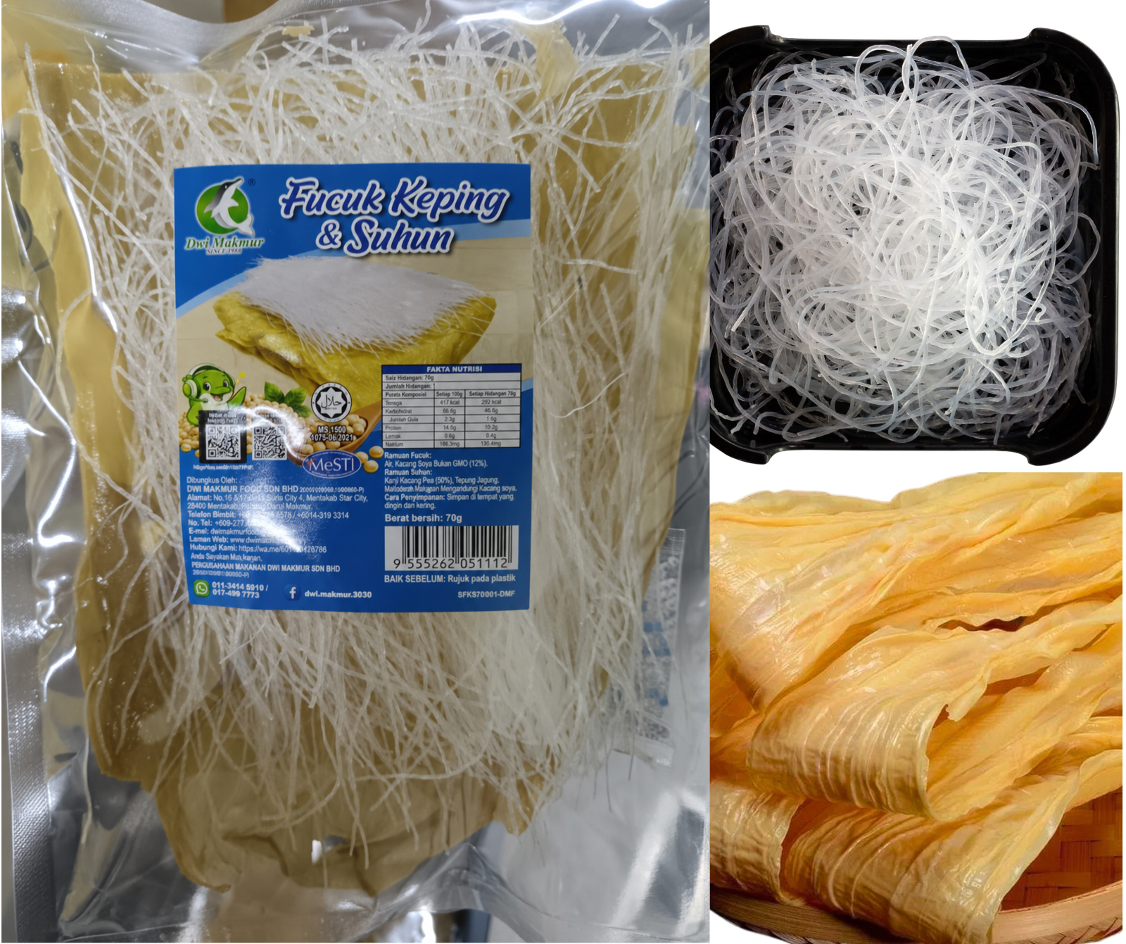 Bean Curd Sheets with Glass Noodles 70 Grams RM4.25 X 10 Units C.Dwi Makmur
