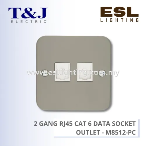 T&J METALCLAD SERIES 2 GANG RJ45 CAT 6 DATA SOCKET OUTLET - M8512-PC