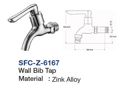SFC-Z-6167  Wall Bib Tap - ZINC ALLOY