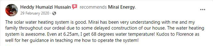 Residential Solar Water Heater 240L & Mirai Energy Sdn Bhd