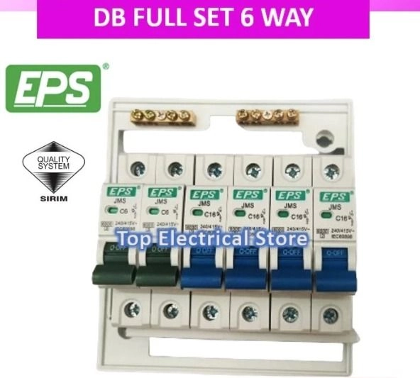 EPS 6 Way DB Board/ DB Box (Full Set) MCB, ELCB, SWITCH FUSE & MCCB ...