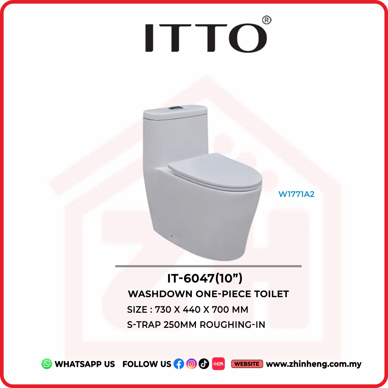 ITTO Wash Down One-Piece Toilet IT-6047(10")