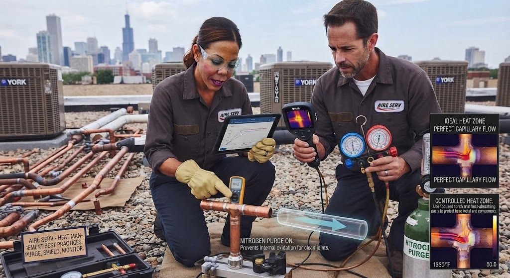 HVAC copper brazing heat management techniques