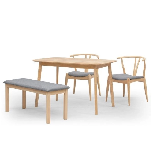 WAKO WISHBONE Dining Set (1 + 2 + 1) Mobilla Brown / Natural / Walnut