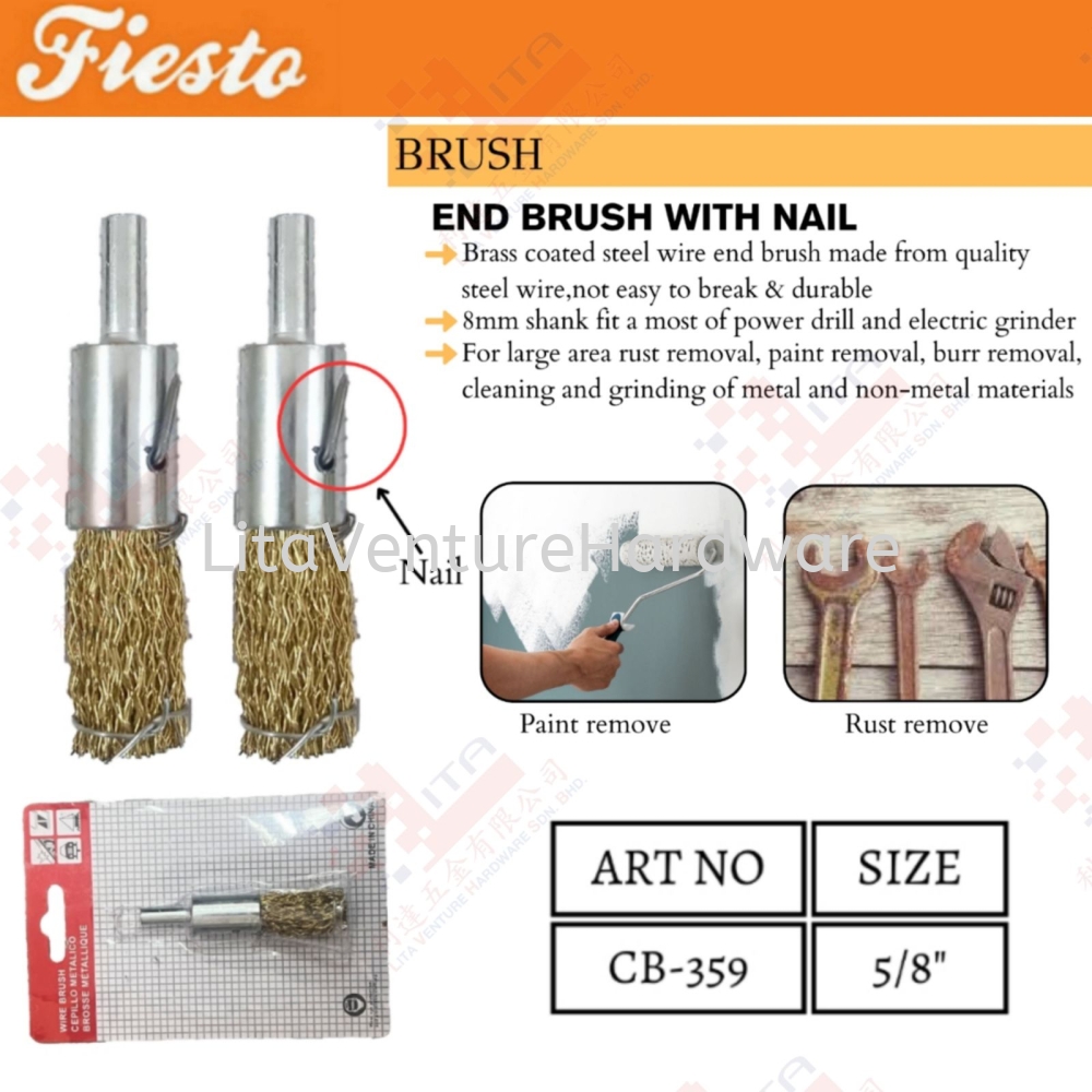 FIESTO BRAND END BRUSH WITH NAIL - CB359