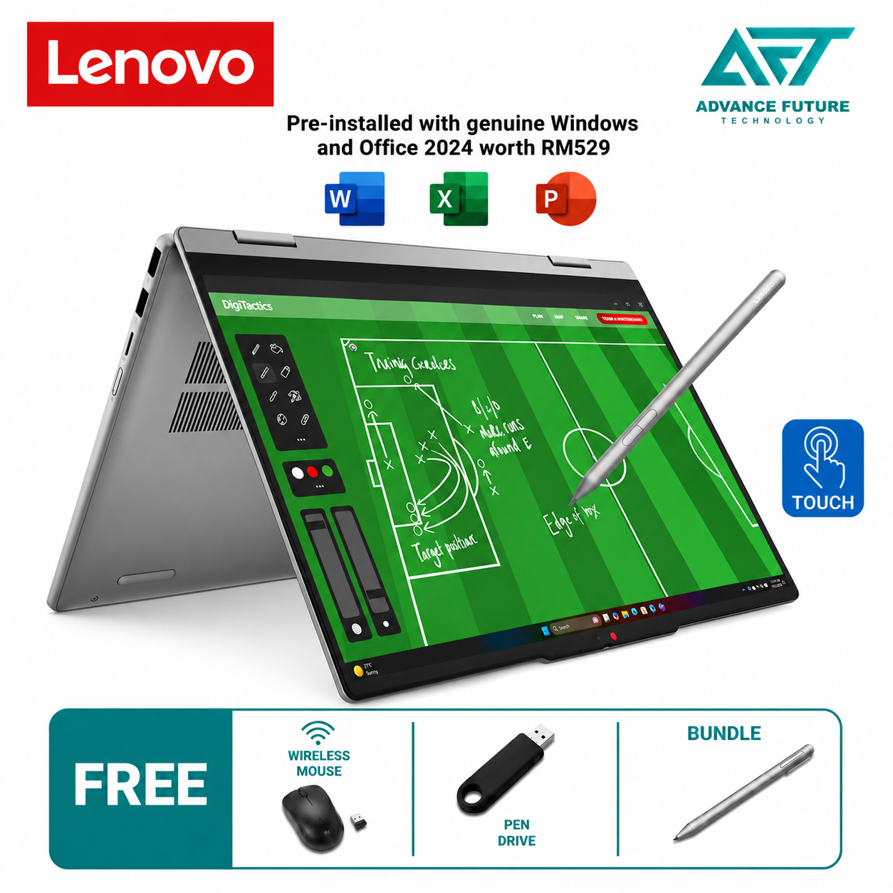 Lenovo IdeaPad 5 2-In-1 14IPH11 83UG004NMJ 14" WUXGA Touch 2-In-1 Laptop Luna Grey ( Intel Core Ultra 5 322, 16GB, 512GB SSD, Intel, W11, H&S 2024&M365 )