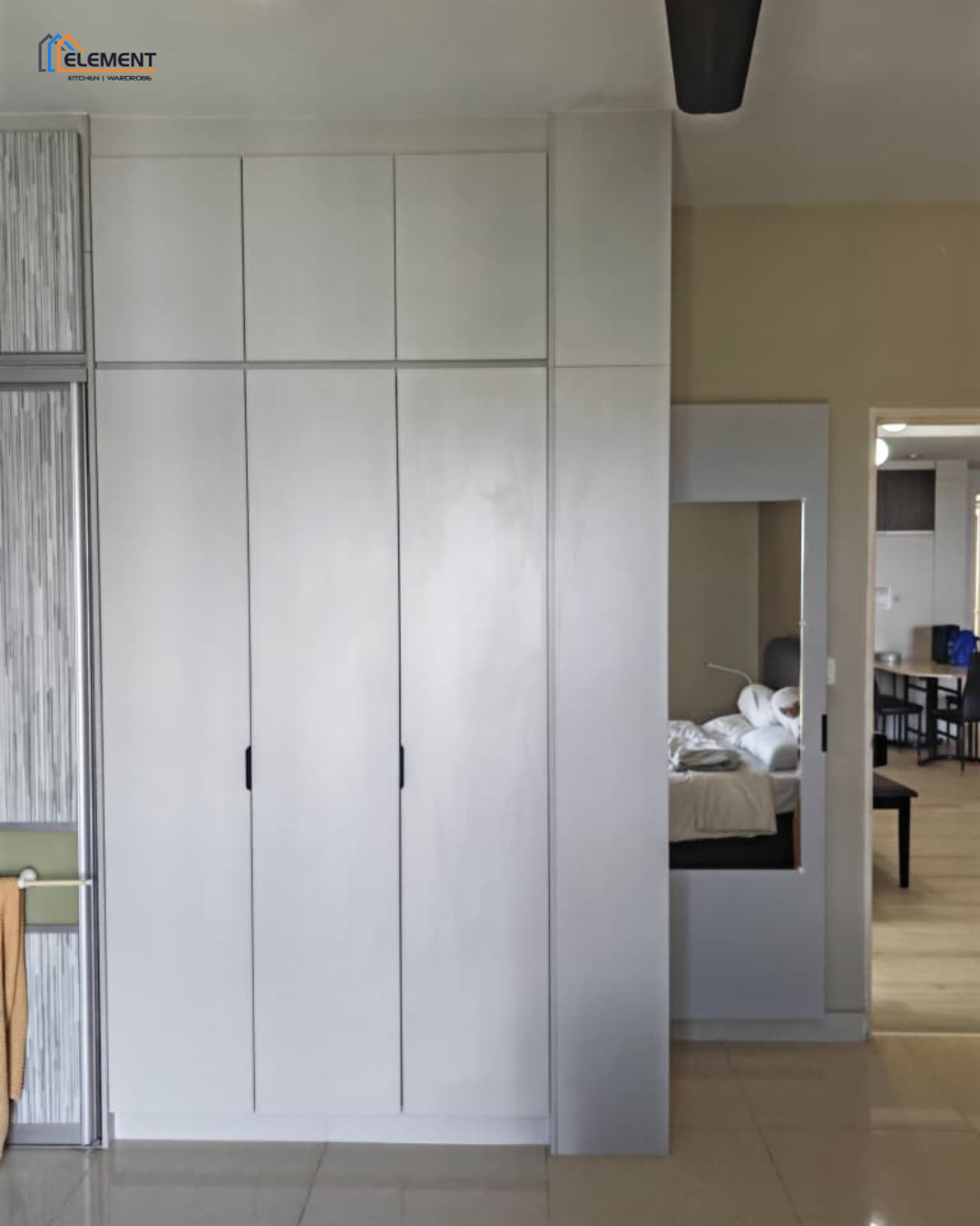 Built in full height swing door wardrobe with mirror