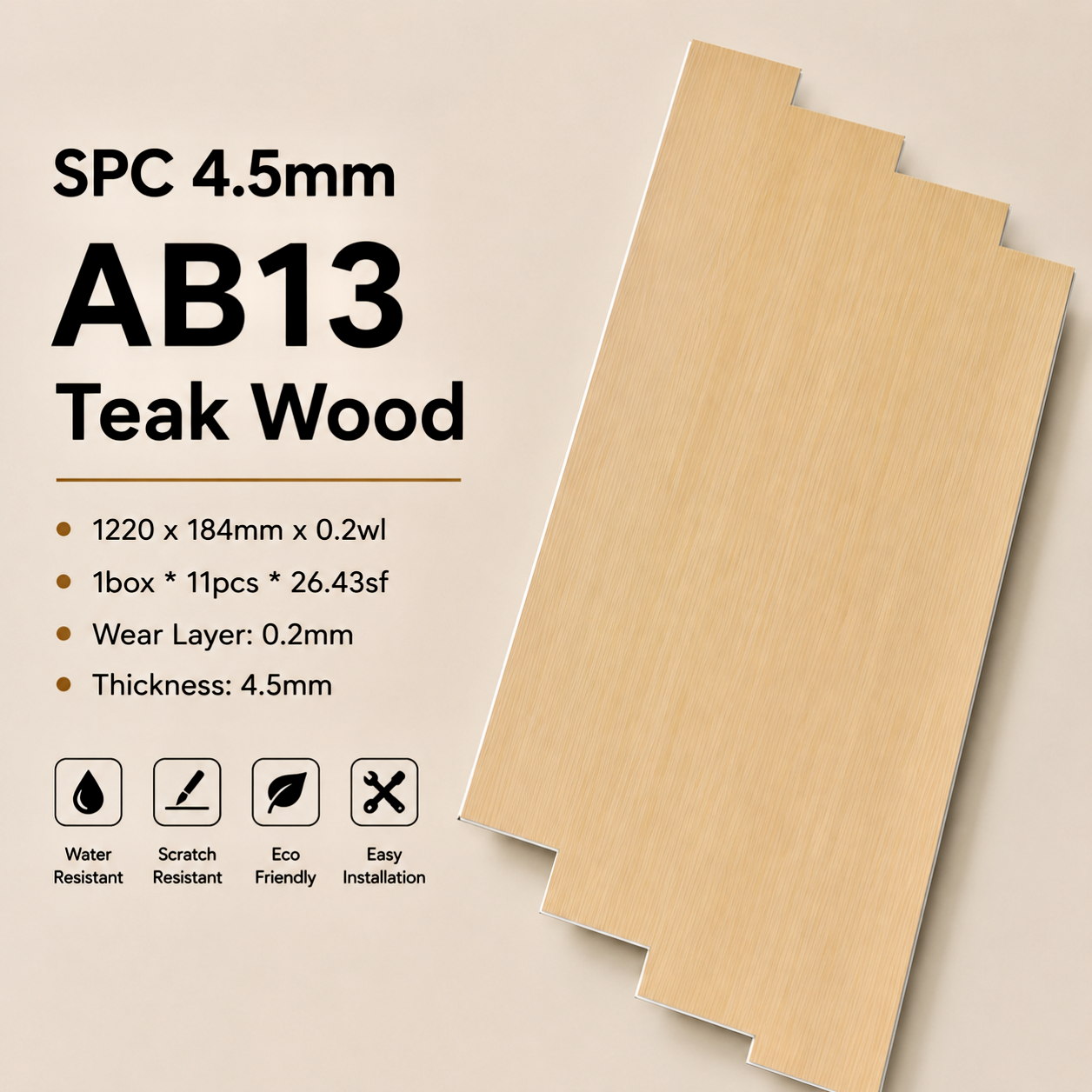 SPC FLOORING 4.5MM CODE AB13