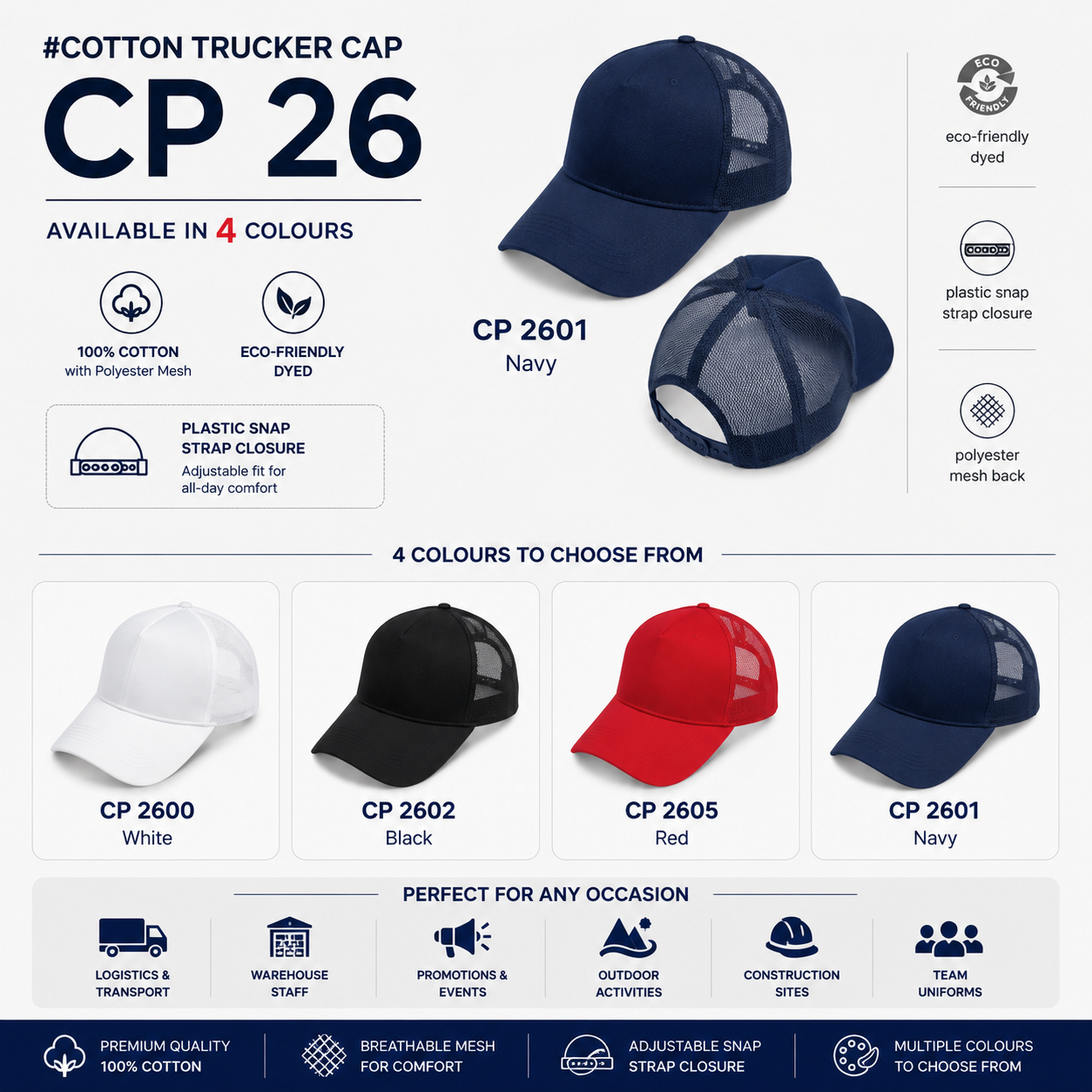 Cotton Trucker Cap CP26