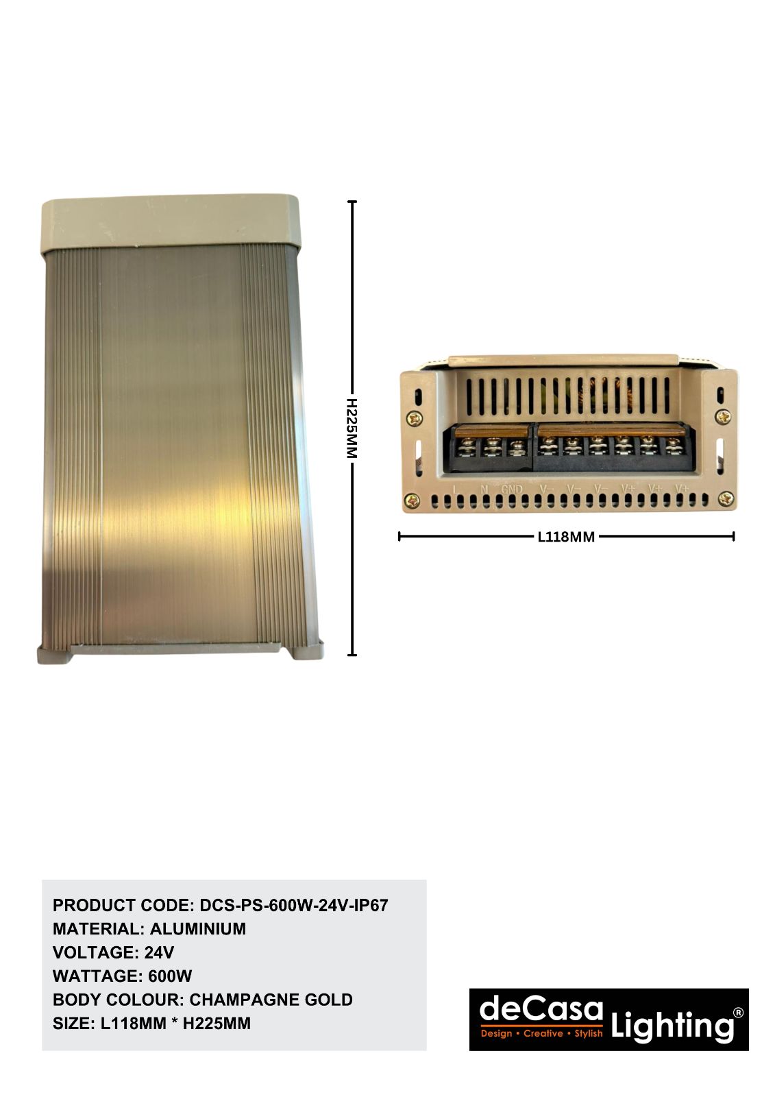 LED POWER SUPPLY -24V(DCS-PS-600W-24V-IP67)