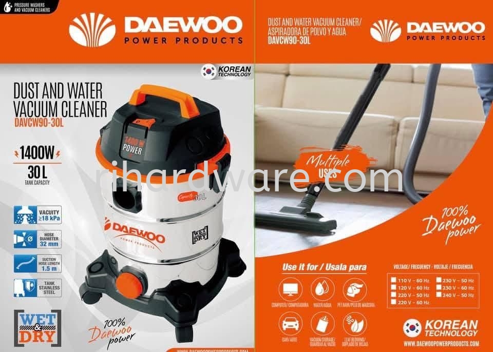 DAEWOO 30L Dust and Water Vacuum Cleaner DAVCW90-30L