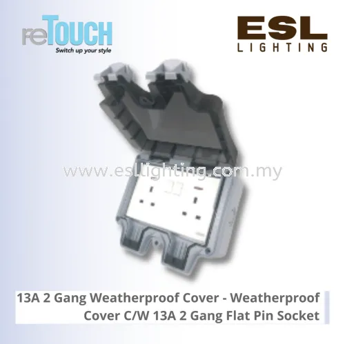 RETOUCH WEATHERPROOF COVER - 13A 2 Gang Weatherproof Cover Weatherproof Cover C/W 13A 2 Gang Flat Pin Socket