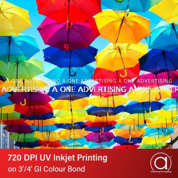 720 DPI UV Inkjet Printing on 3'/4' GI Colour Bond