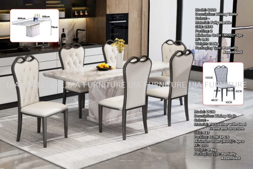 Fully Marble Dining Table - S020 | Dining Chair - DC18