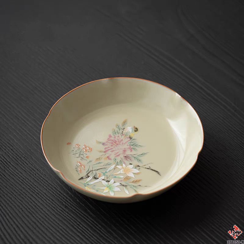 芙蓉秘黄葵口壶承 TEA POT HOLDER