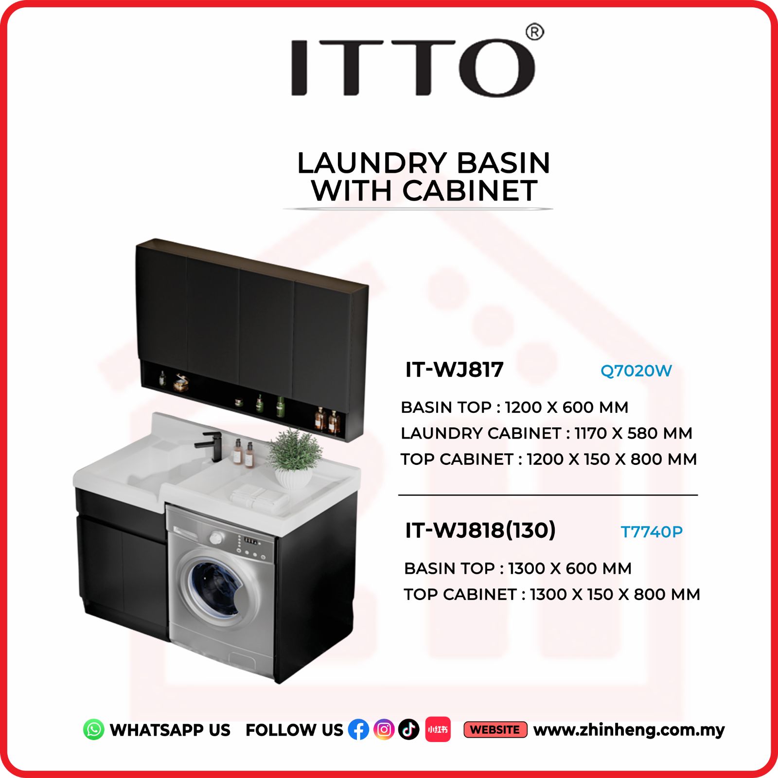 ​​​​​​​ITTO LAUNDRY BASIN WITH CABINET IT-WJ817 + IT-WJ818(130)