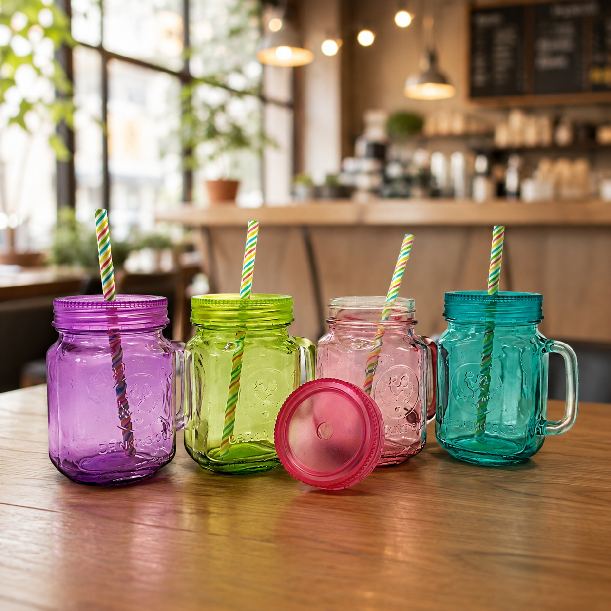 Glass Mason Jar Mug with Lid & Straw 3020 (WSL)