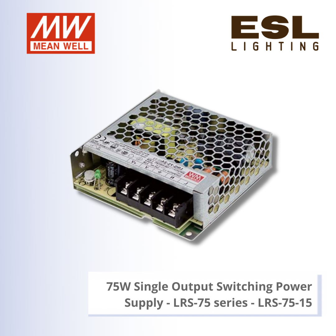 MEANWELL 75W SINGLE OUTPUT SWITCHING POWER SUPPLY - LRS-75 SERIES - LRS-75-15