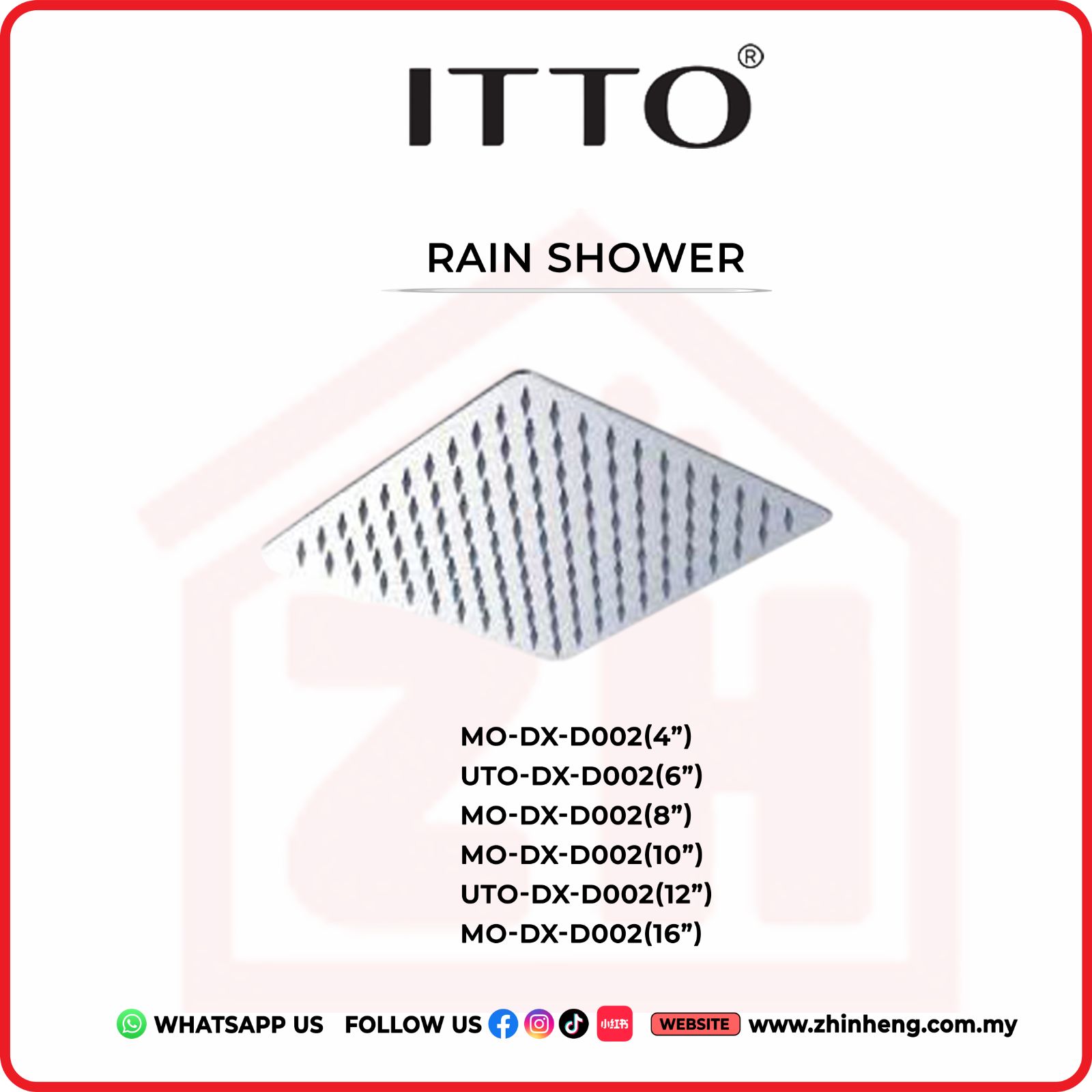 ITTO RAIN SHOWER  MO-DX-D002(4")+UTO-DX-D002(6")+MO-DX-D002(8")+MO-DX-D002(10")+UTO-DX-D002(12")+MO-DX-D002(16")
