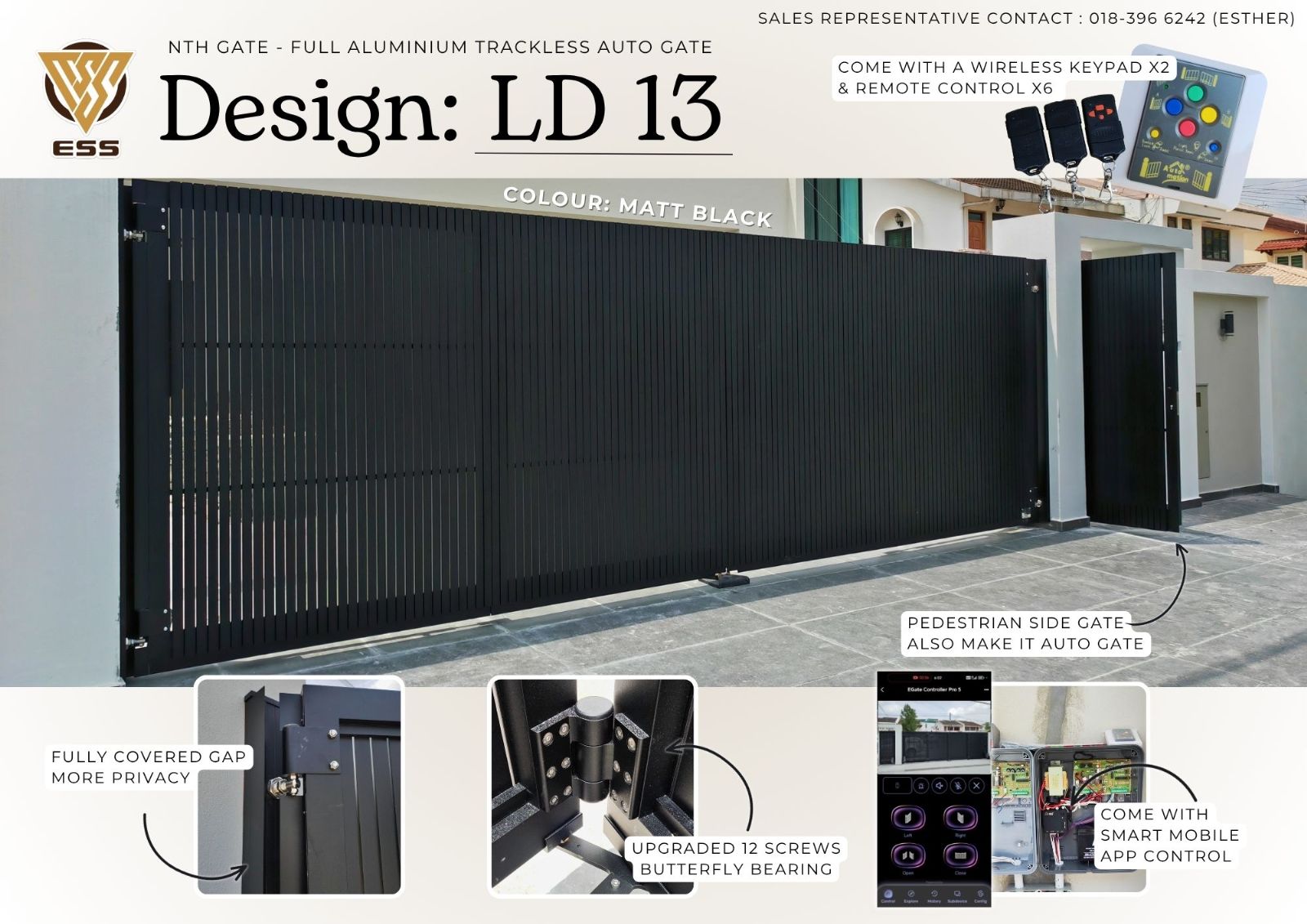 NTH Full Aluminium Trackless Smart Auto Gate – Design LD 13 & Exces Sales & Services Sdn Bhd