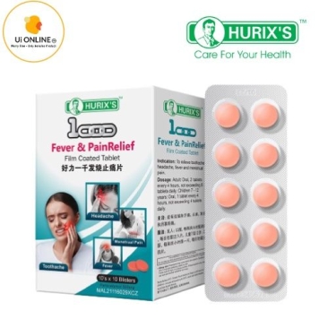 HURIX'S 1000 FEVER & PAINRELIEF FILM COATED TABLET 10'S