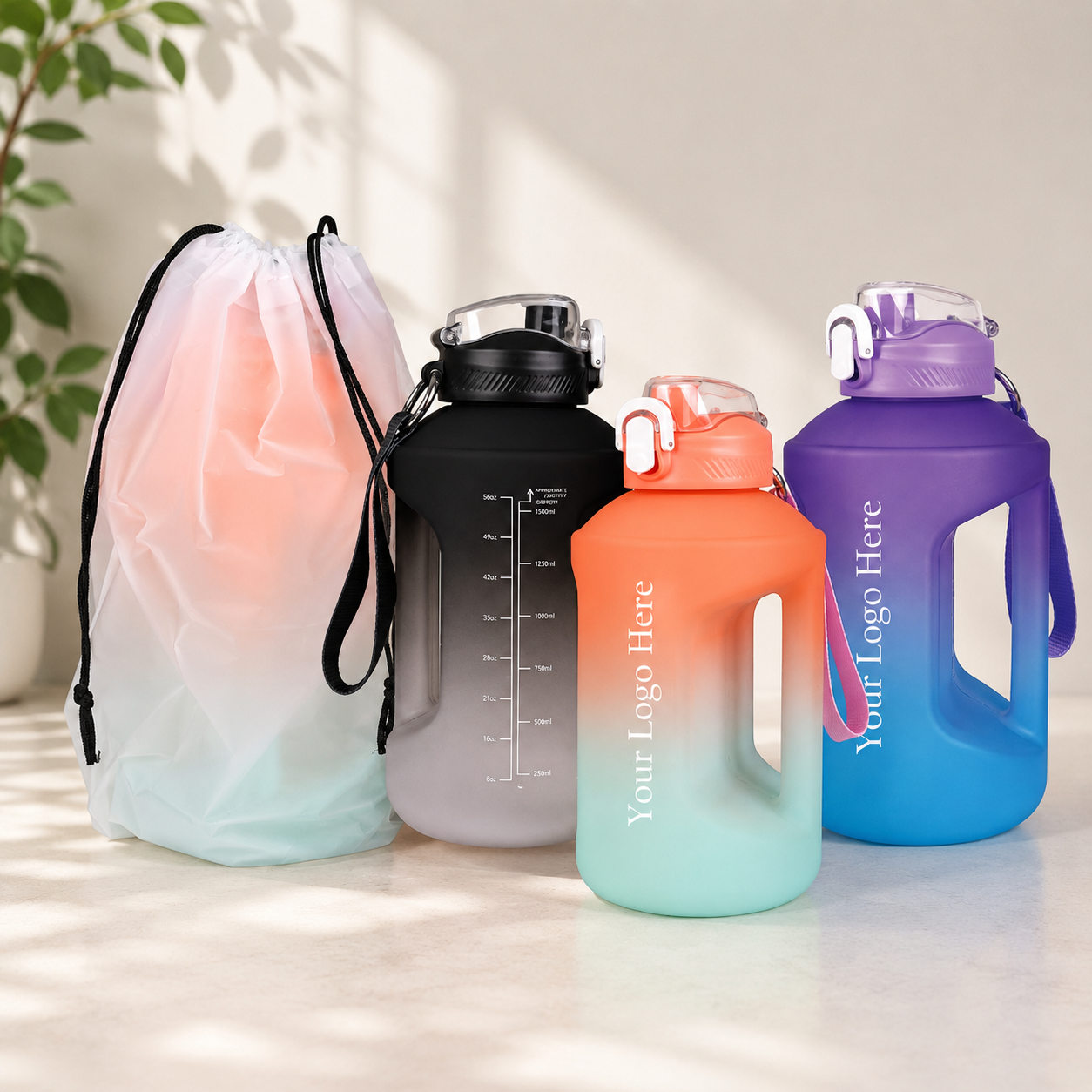 Large Capacity Sports Water Bottle with Bag 1982