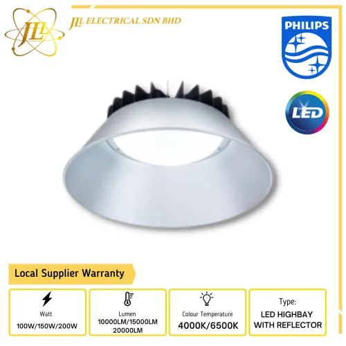 PHILIPS BY178P 220-240V LED HIGHBAY WITH REFLECTOR [100W/150W/200W] [4000K/6500K]