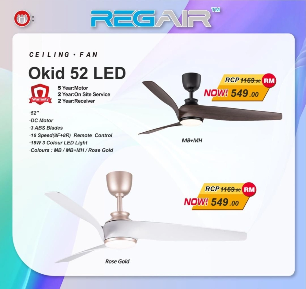 Regair Ceiling Fan Okid 52 LED