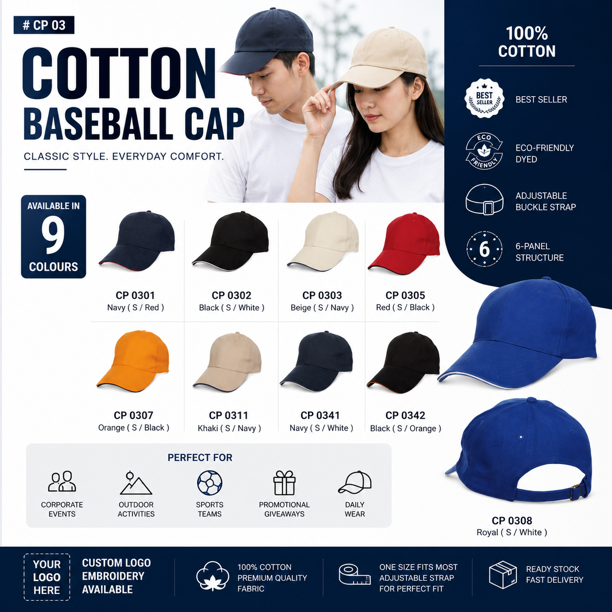 Cotton Baseball Cap CP01 | CP03 | CP04