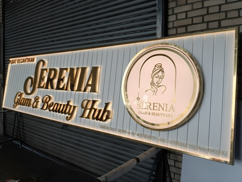PREMIUM 3D GOLD STAINLESS STEEL LED HALO-LIT + LIGHTED FRAME SIGNAGE BUILDER IN KL, SEREMBAN & KEMPAS