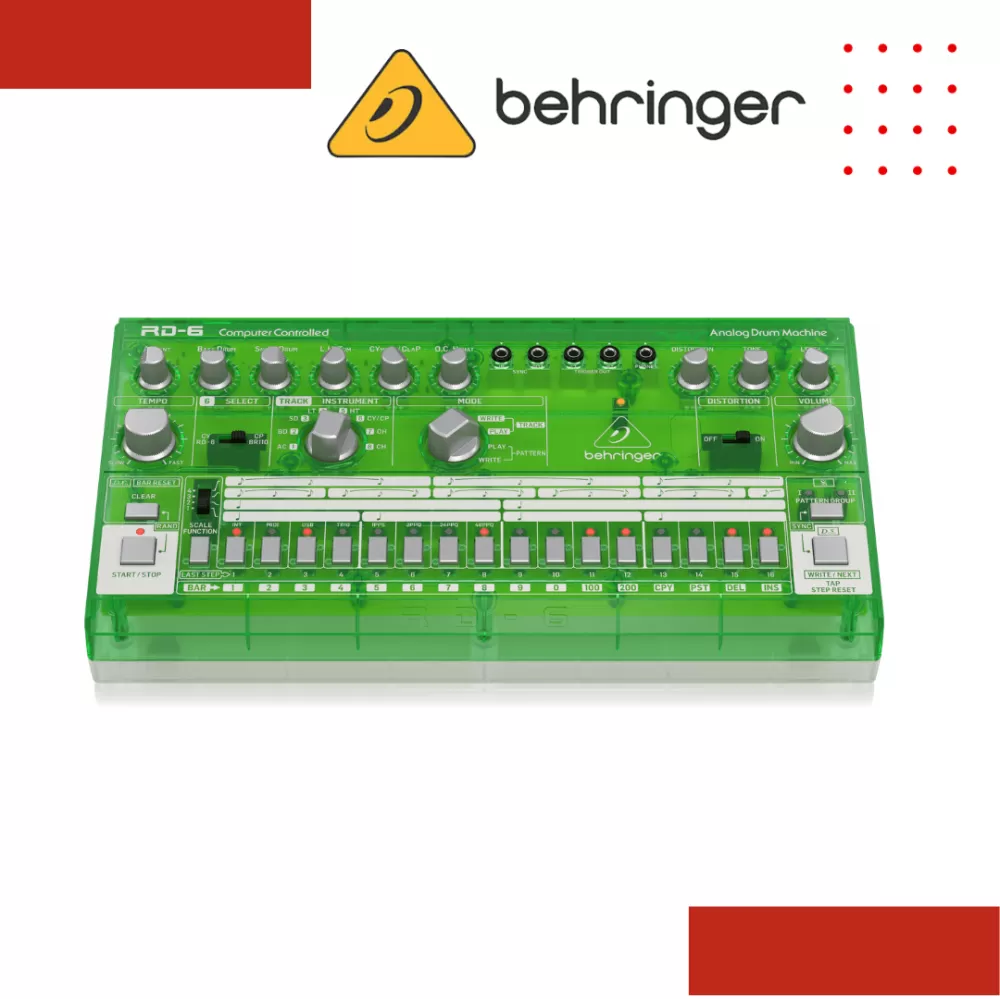 Behringer RD-6-LM Analog Drum Machine - Green Translucent